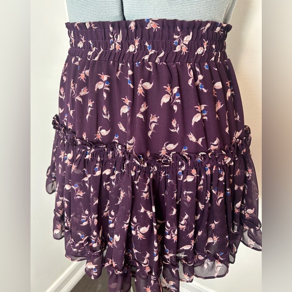 MISA LOS ANGELES - Floral Pull On High Waisted Mini Skirt Purple Size XS - Picture 2 of 7